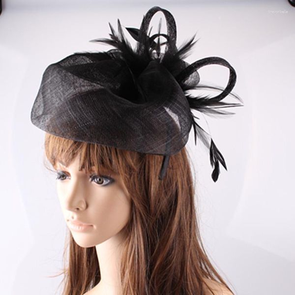 Boinas senhoras elegantes chapéus de penas acessórios de cabelo fantasia fascinators para casamento nupcial e raças of1524