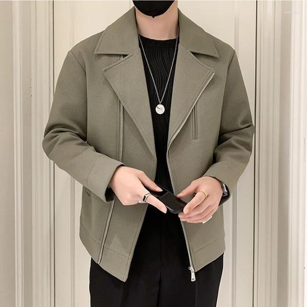 Мужские куртки 2023 Одежда бренд мужчина весенняя высококачественная повседневная куртка/мужская тонкая модная диагональная дизайн молнии лацка