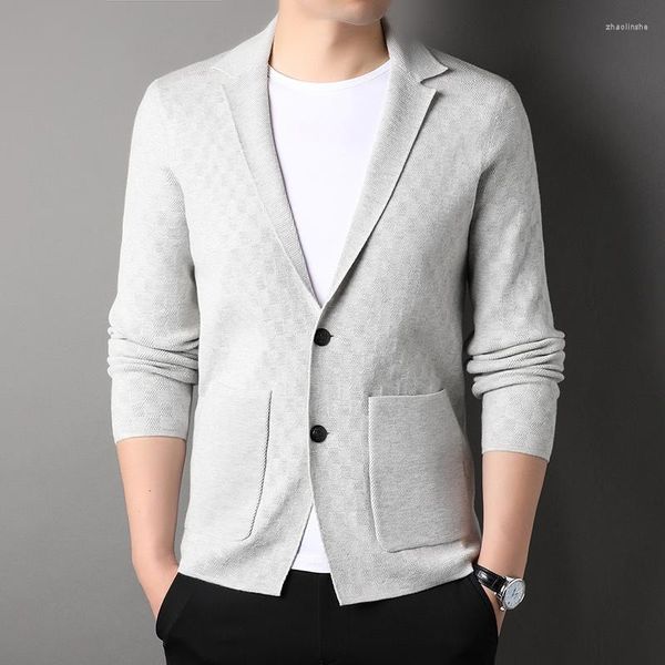 Мужские куртки толстого бренда дизайнер мод вязаная кардиган классная куртка классическая повседневная корейская одежда
