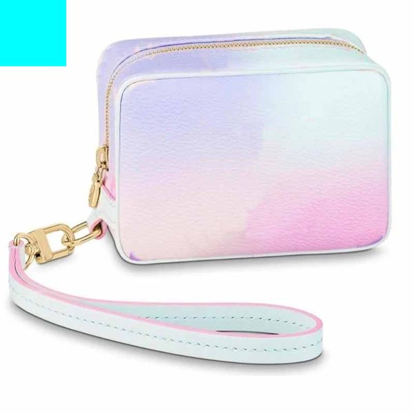 Bolsa Bolsa Bolsa de Pulso Quadrada Gradiente Carteiras Moda Letras Ferragens Douradas Carteiras Femininas Clutch Couro Genuíno Bolsas Femininas Clássicas