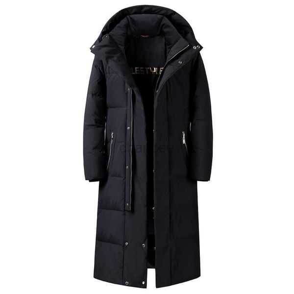 Женские падения Parkas 2023 Winter Down Coat мужчины с капюшоном x-long 90% белая утка вниз зимняя куртка Мужчины теплый высококачественный бренд черный Parkas Hkd230725