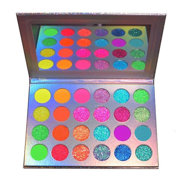 Lidschatten, 24 Farben, leuchtender Lidschatten, 24 Farben, Halloween-Neon-Augen-Make-up-Palette, leuchtet im Dunkeln, Ostern und Halloween, 230724