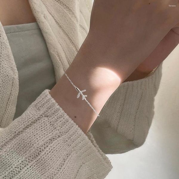 Braccialetti di collegamento Aereo Bracciale con ciondoli Acciaio inossidabile Aereo Aereo Catena regolabile A portata di mano Gioielli Pulsera Regalo per le donne