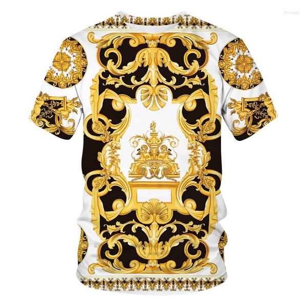 Camisetas masculinas 2023 High End Luxury Pattern T-shirt 3D Printed Knit O-neck Respirável Manga Curta Fashion Shirt