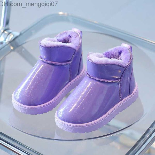 Turnschuhe Baby Mädchen Casual Schnee Stiefel Vielseitig Winter Neue Koreanische Stil Lila Einfache Wasserdichte Kinder Mode Jungen Runde Stiefeletten Z230726