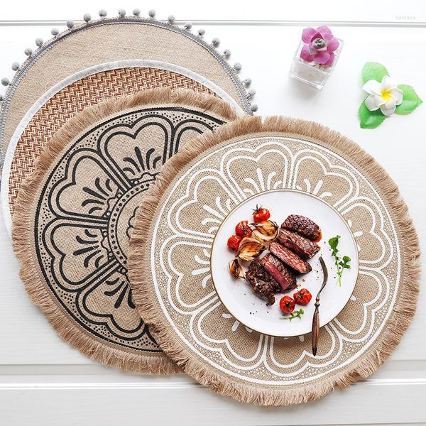 Tovagliette intrecciate Ins Wind Nordic Dinner Mat Cotone Isolamento termico Puntelli da tiro Home Juta Decorativo