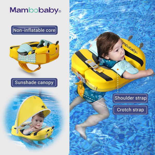 Sand Play Water Fun Baby Float com alça virilha livre de inflação núcleo sólido Mambobaby anel de natação infantil tem guarda-sol 0 7 anos de idade tubo de piscina 230724