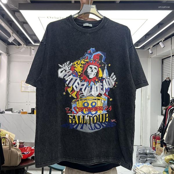 Мужские футболки Summer Vintage Clown Print Print Fut Shirt Мужские женщины вымыты