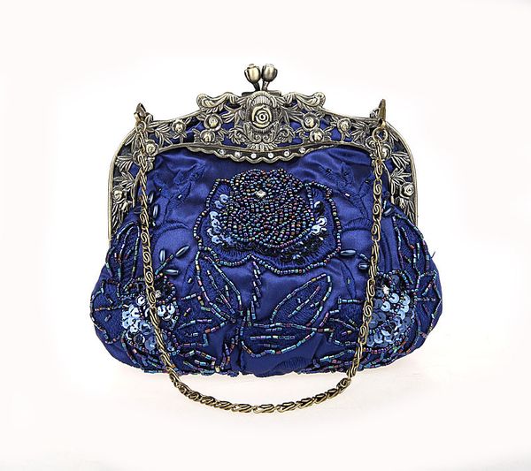 Borse da sera Blu navy Borsa da sposa con paillettes con perline Borsa da sposa Pochette Borsa da trucco per feste da sposa 2583H 230725