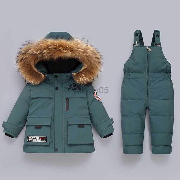 Вниз пальто -30 детская зимняя куртка детская одежда набор для брюк с ножом для мальчиков для мальчиков.