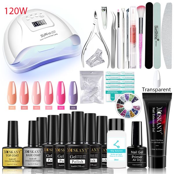 Smalto per unghie MOKANY Set per manicure professionale Kit per smalto semipermanente in gel con lampada per unghie a LED UV per gel Nail Poly Set Strumenti per nail art 230725