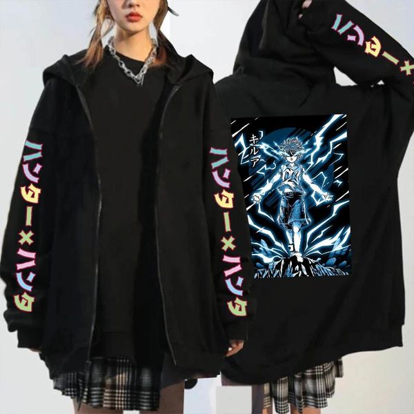 Moletons masculinos Manga X Killua Zoldyck Zíper feminino oversized Street Girls casaco manga longa lã jaqueta quente