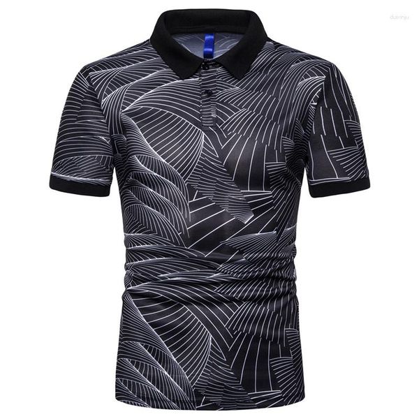 Camisetas Masculinas 2023 Moda Tamanho Solto Grande Estampa Moderna Ajuste Justo Manga Curta Camisa Polo Sólida Gola Polo