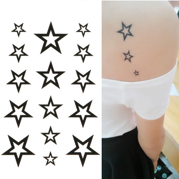 Wasserdichte temporäre Tätowierung fünfzackiger Stern Tattoo Kette Arm Mädchen kleine Tatto Aufkleber Flash Tattoo Fake Tattoos Tatouage