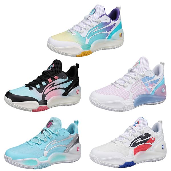 2023 Scarpe da basket multicolori resistenti all'usura da uomo sneakers sportive da esterno bianche viola rosa gialle blu