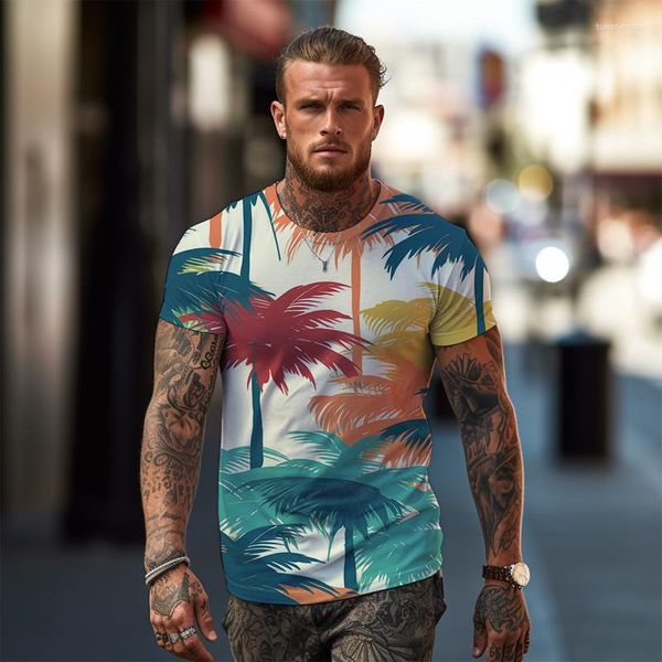 Männer T Shirts Sommer Mode Casual T-shirt Strand Kokosnuss Baum 3d Druck Lose Bequeme Straße