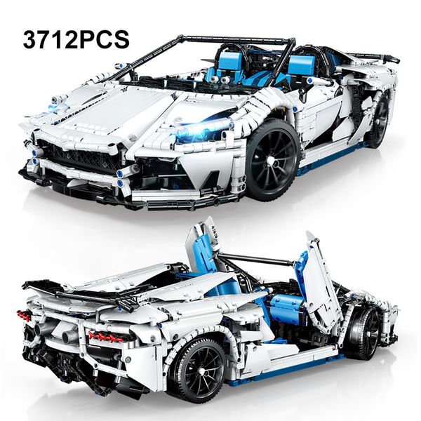 Blocks 3712PCS Technical 1/8 White Lamborghinied Building High Tech City Sport Racing Car 42115 Modello Veicolo Assemblare Mattoni 230724