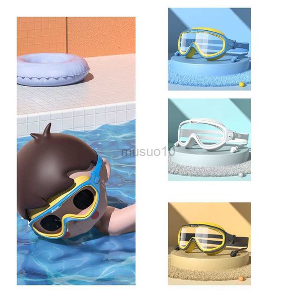 Schwimmbrille für Kinder, wasserdicht, beschlagfrei, großer Rahmen, für Jungen und Mädchen, Schwimmbrille, Badekappen-Set, Tauchausrüstung HKD230725