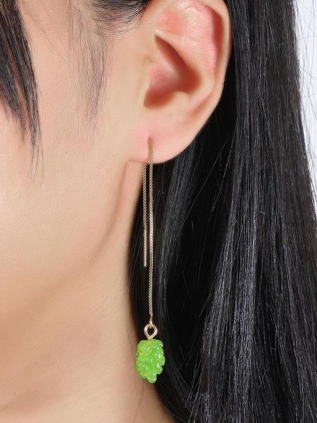 Brincos elegantes moda elegante fruta verde uva pingente orelha linha/par lindo gota para mulheres