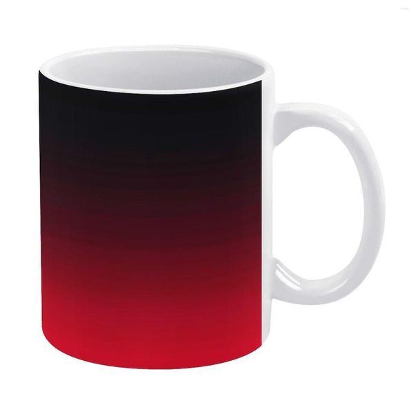 Tazze Rosso brillante e nero Ombre Mug Minimalista Gradiente Tazze di cioccolato in porcellana retrò all'ingrosso