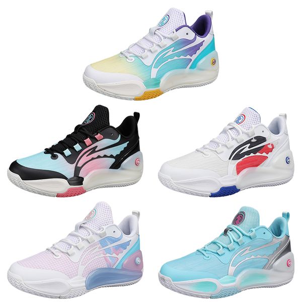 2023 Scarpe da basket resistenti all'usura uomini traspiranti viola nero giallo rosa blu scarpe da ginnastica sport all'aria aperta color5