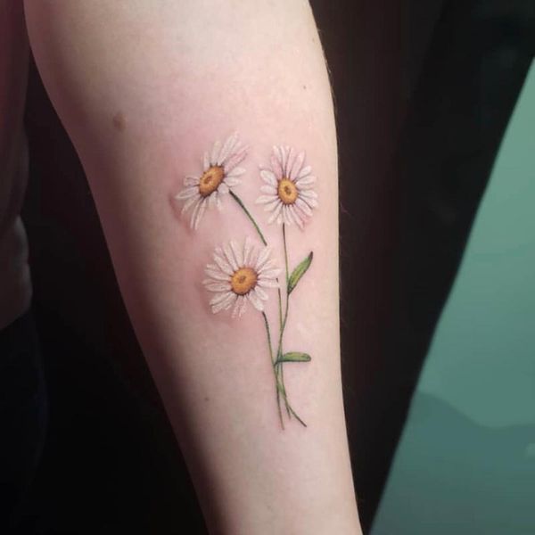 Wasserdicht Temporäre Tätowierung Aufkleber Neue Handwerk Weiße Gänseblümchen Blume Blätter Tattoo Flash Tattoo Arm Weiblich Männlich