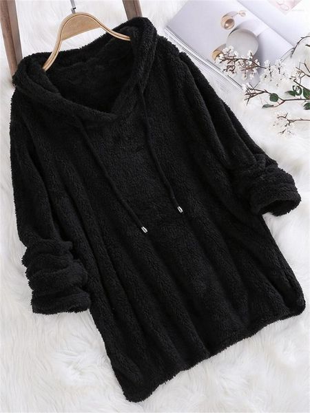 Felpe con cappuccio da donna Felpe con cappuccio allentate Top 2023 Warm Solid Fluffy Felpa con cappuccio in flanella Pullover Pigiama Manica lunga da donna Peluche Lady TOPS