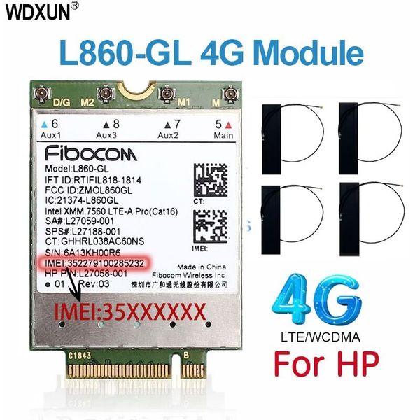 Modems Fibocom L860-GL 4G LTE Module SPS#L27188-001 4G Card Para HP Elitebook X360 830 840 850 L860-GL 230725