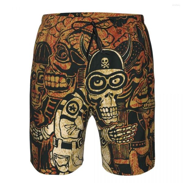 Shorts Masculino Roupa de Banho Masculino Calções de Banho Praia Crazy Skulls Fato de Banho Pessoa Prancha de Surf Fato de Banho