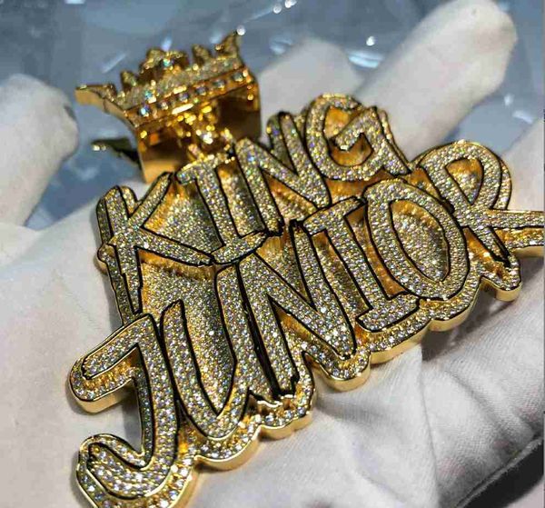 Personalisierte benutzerdefinierte Sterling Silber d Farbe Moissanit Hiphop echte Iced Out Anhänger Hip Hop Anhänger Halskette