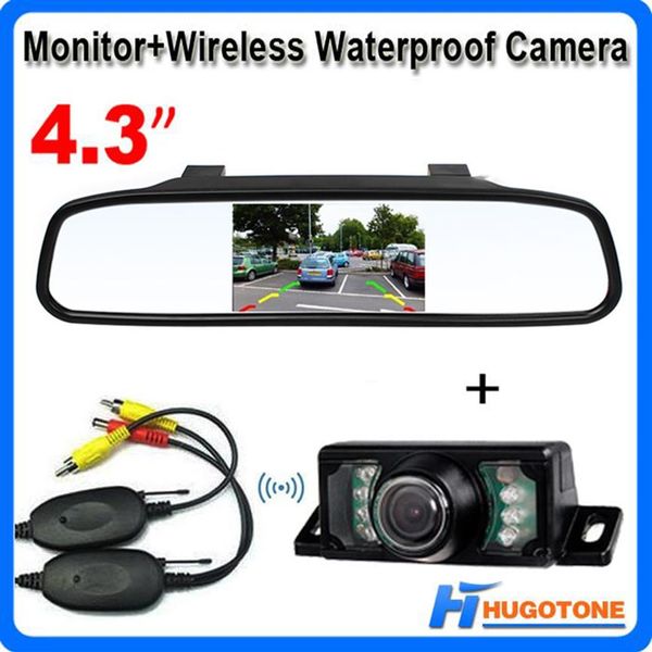 4 3 inç TFT Araba Ayna Monitörü Otomatik Park Varlığı Uzak Bakış Aynası Gece Görüşü Kablosuz Su Geçirmez Ters Kamera204p