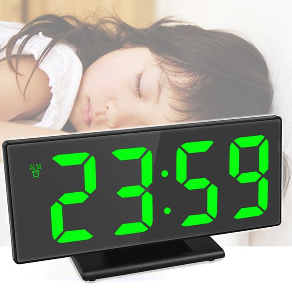 Orologi da tavolo da scrivania Sveglia digitale Sveglia elettronica a specchio a LED Ampio display LCD Orologio da tavolo digitale con calendario Temperatura 230725