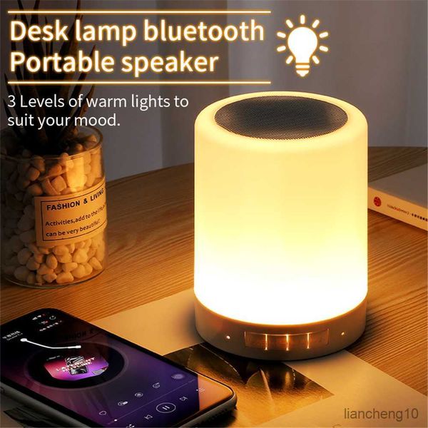 Alto-falantes portáteis Alto-falante Bluetooth portátil sem fio Mini Player Touch Pat Light Luz LED colorida Candeeiro de mesa de cabeceira para dormir melhor R230727