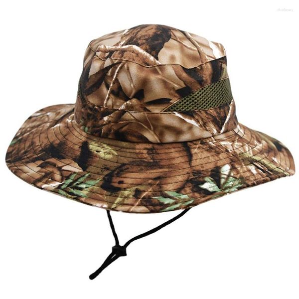 Berretti Cappelli da pescatore da uomo Cappello Panama estivo Pesca all'aperto Maglia traspirante Cappellini da campeggio Anti-UV Sun Jungle