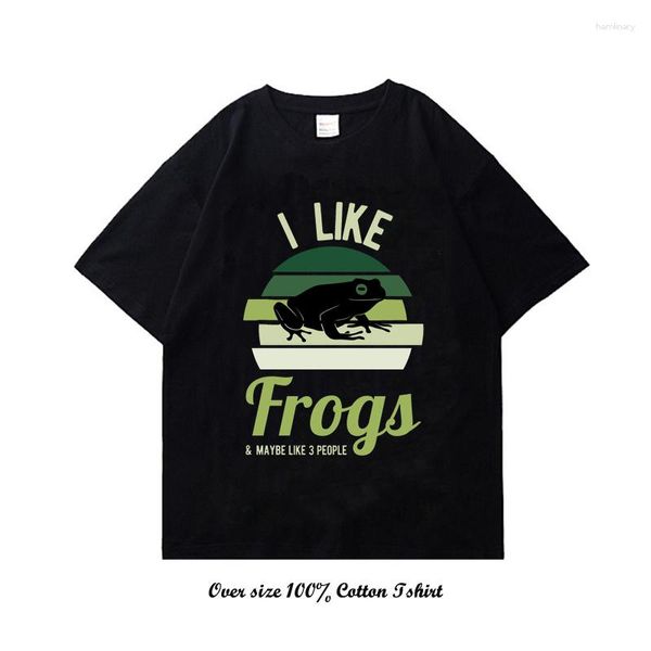 Camisetas masculinas I Like Frogs Funny Printing Shirt Men Summer Cotton Casual O-neck Unisex T-Shirt Size EU Oversized Clothing