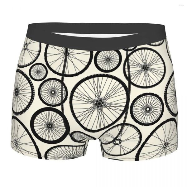 Cuecas masculinas retrô roda de bicicleta boxer shorts cueca respirável masculino engraçado S-XXL