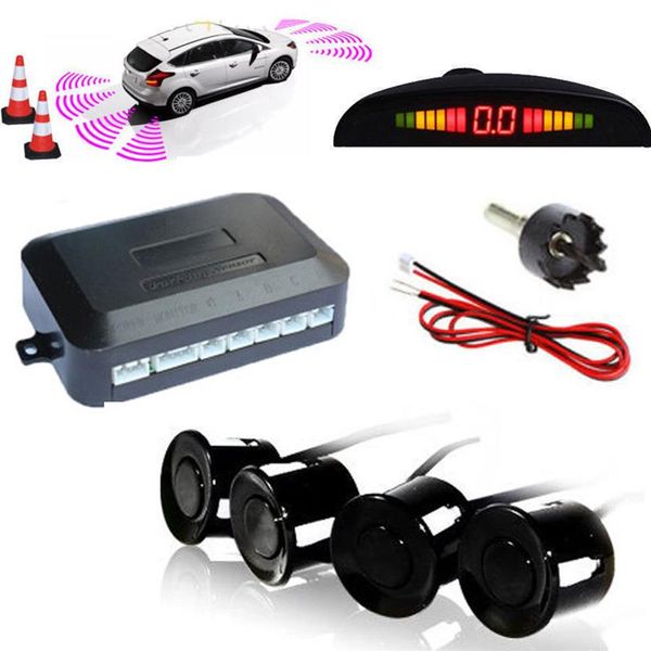 Nuovo DC12V LED BIBIBI Parcheggio auto 4 Sensori Auto Car Reverse Backup Kit sistema radar cicalino posteriore Allarme sonoro288R