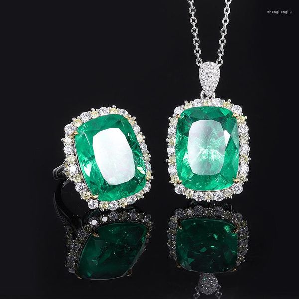 Brincos pendentes de marca real joias genuínas S925 corpo inteiro imitação de prata colorido tesouro avó verde gordo quadrado temperamento luz
