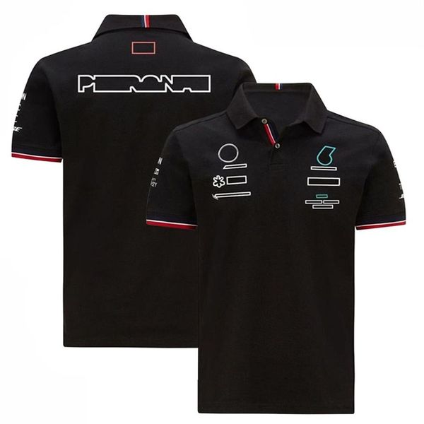 F1 Team Uniforme Masculino e Feminino Racers Lapel T-Shirt POLO Shirt Casual Manga Curta Racing Suit Plus Size Can Be Custo282R