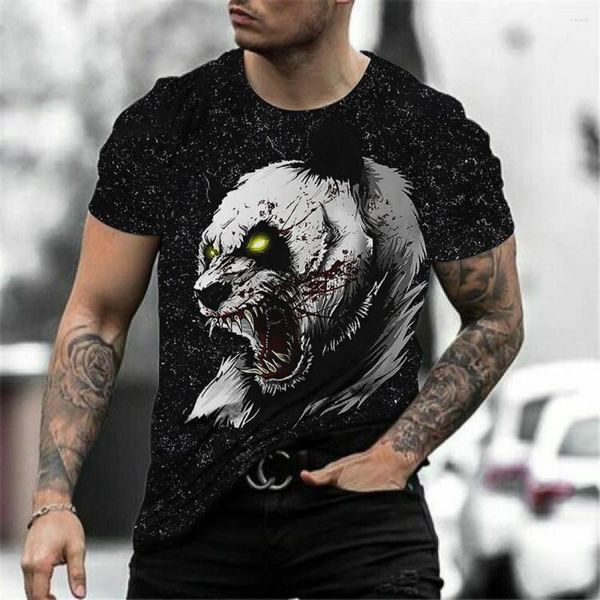 Мужская футболка для футболок Summer 3D Cartoon Panda с коротким рукавом Top Skull Top Tiger Graphic Clate