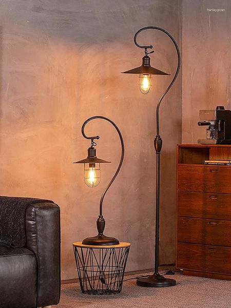 Lámparas de pie Lámpara de estilo industrial Sala de estar Dormitorio Americano Francés Retro Luz de pesca Escritorio de lujo