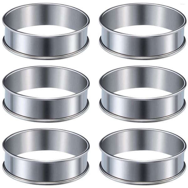 Backwerkzeuge 6 Stück Muffin-Törtchen-Ringe, doppelt gerollter Ring, runde Form aus Edelstahl und Metall für die Lebensmittelzubereitung