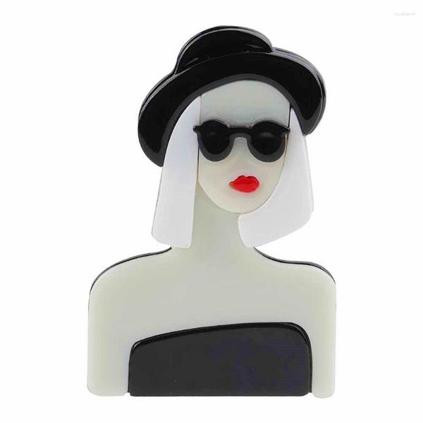 Broschen Mode Schwarz Rock Dame Pins Für Frauen Kreative Acryl Cartoon Niedliche Figur Brosche Revers Party Schmuck Geschenke