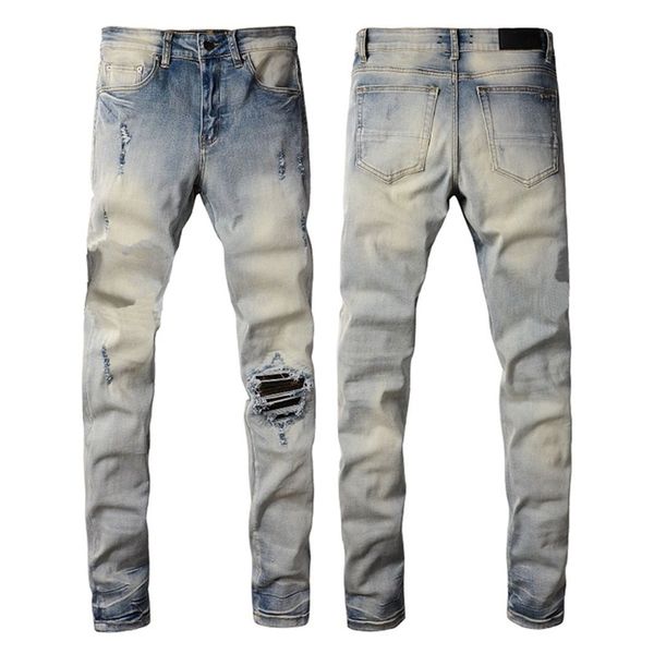 Jeans da uomo firmati da uomo europeo jean hombre lettera stella uomini ricamo patchwork strappato per pantaloni da moto di marca di tendenza jeans skinny da uomo per pantaloni da uomo taglia grande 40