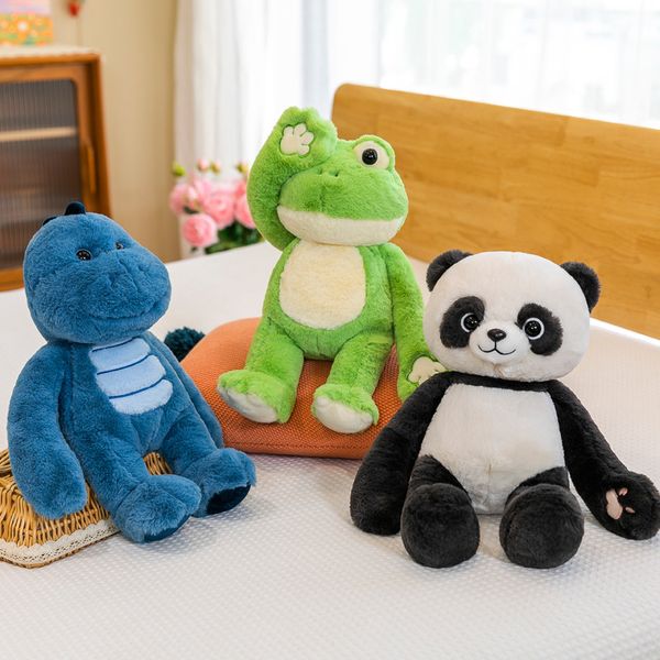 Commercio all'ingrosso 40 cm carino occhio peekaboo peluche coniglio dinosauro rana bambola PP cotone farcito corto peluche pelle delicata adatto per bambini di età superiore a 3 anni