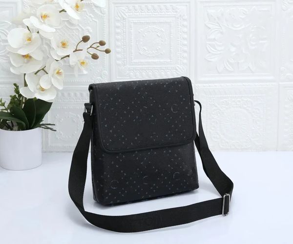 Bolsa transversal de ombro masculina Black Flower Postman bags maleta de couro para homens Luxos Designer bolsa para laptop bolsa mensageiro bolsas carteira Satchel bolsa de mão carteiras