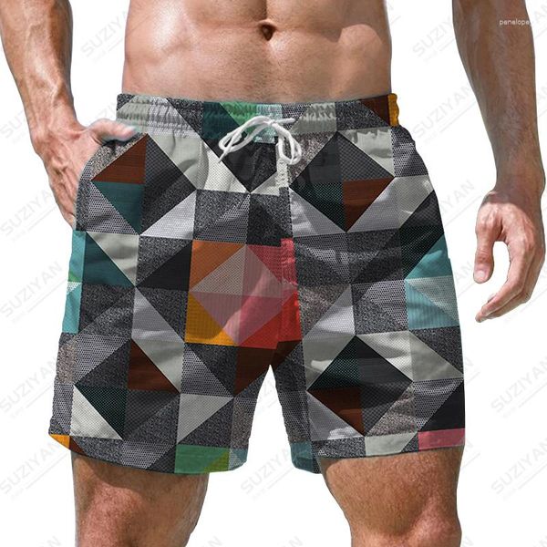 Shorts masculinos verão linhas fluorescentes impressão 3D personalidade estilo casual moda