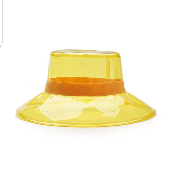 Sombreros de ala ancha Sombreros de cubo Y2K Cubos de mujer transparentes Sombreros de PVC Gorras Niñas Damas Playa Visera parasol Sombrero de lluvia impermeable Gorras de ala ancha de plástico 230725