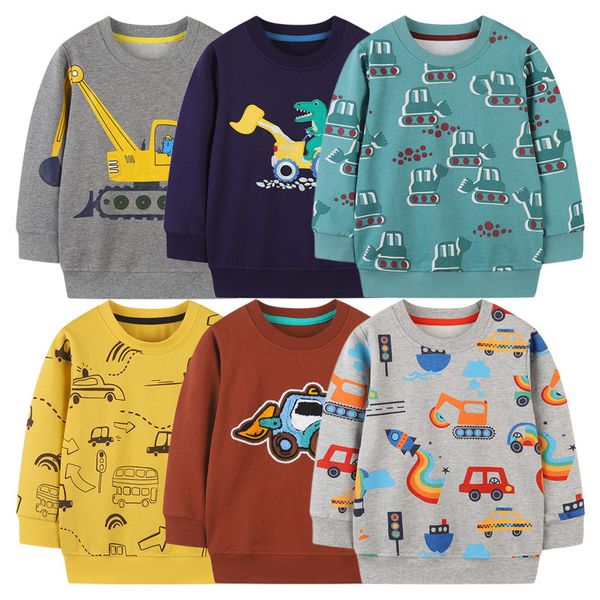 Felpe con cappuccio Felpe Cartoon Excavator Boys Felpa 2023 Abiti invernali Sport Top Boy Maglione in cotone a maniche lunghe Bambini Pullover per bambini 230725