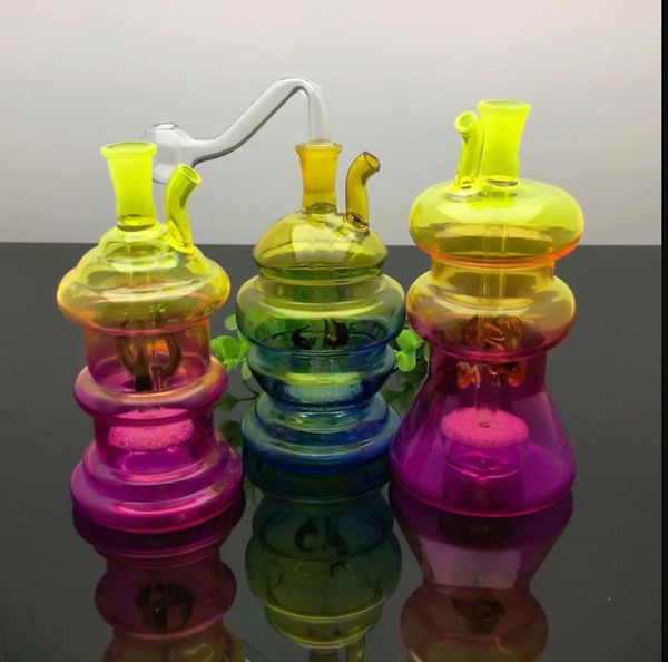 Cachimbos de vidro Fabricação de narguilé soprado Bongs soprados à mão Chaleiras de cachimbo de água de vidro em várias cores com som ultra silencioso
